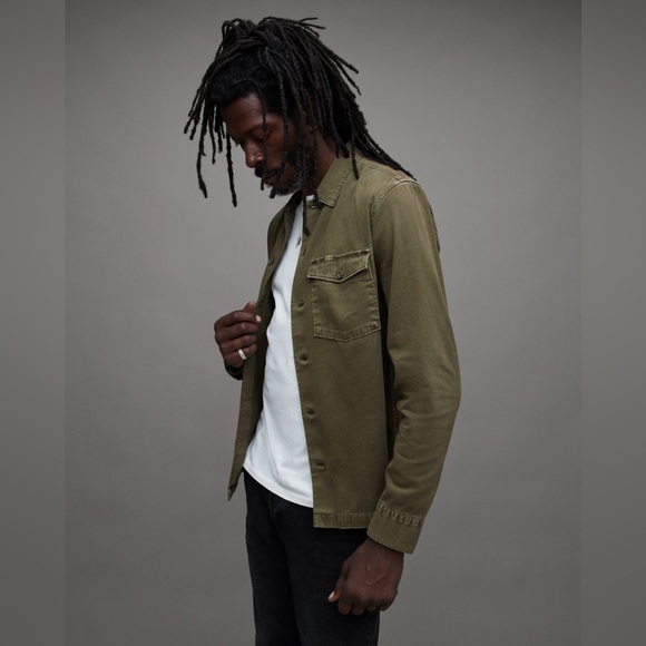 NEW Allsaints Mens Shirt SPOTTER military Medium With Tags Cargo Green - Picture 4 of 9